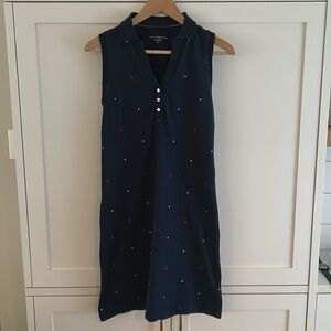 Tommy Hilfiger Navy Mini Sleeveless Collared Anchor Nautical Dress Size Small